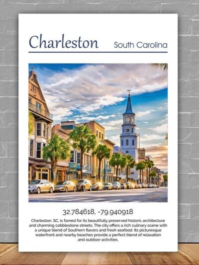 Charleston Canvas, Charleston Print, Charleston wall art, Charleston Battery travel art print, Charleston South Carolina, Charleston  poster