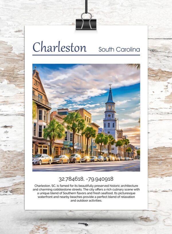 Charleston Canvas, Charleston Print, Charleston wall art, Charleston Battery travel art print, Charleston South Carolina, Charleston  poster - Image 3