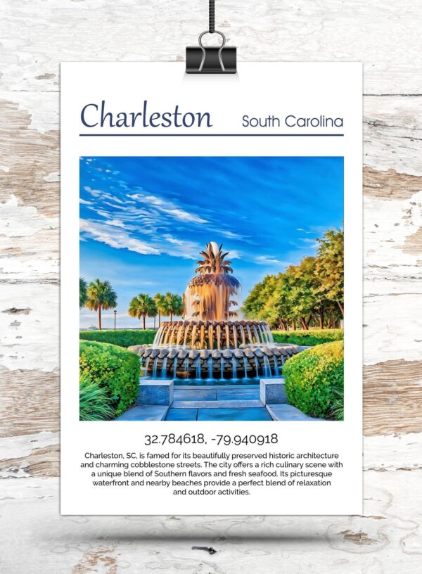 Charleston Canvas, Charleston Print, Charleston wall art, Charleston Battery travel art print, Charleston South Carolina, Charleston  poster - Image 3