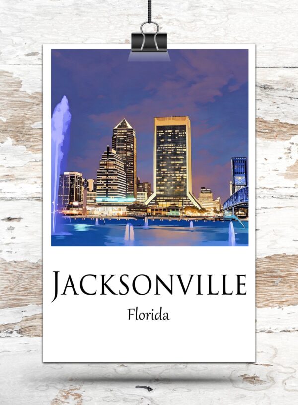Jacksonville Canvas, Jacksonville Print, Jacksonville wall art, Jacksonville travel art print, Jacksonville Florida, Jacksonville poster - Image 2