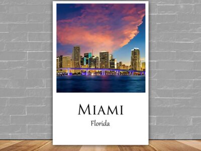 Miami Canvas, Miami Print, Miami wall art, Miami travel art print, Miami Florida, Miami poster