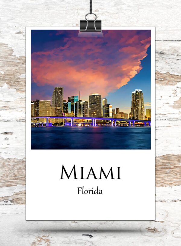 Miami Canvas, Miami Print, Miami wall art, Miami travel art print, Miami Florida, Miami poster - Image 2