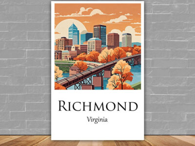 Richmond Travel art print, Richmond Canvas Print,  Richmond wall art, Richmond wall art, Richmond Virginia, Richmond  poster