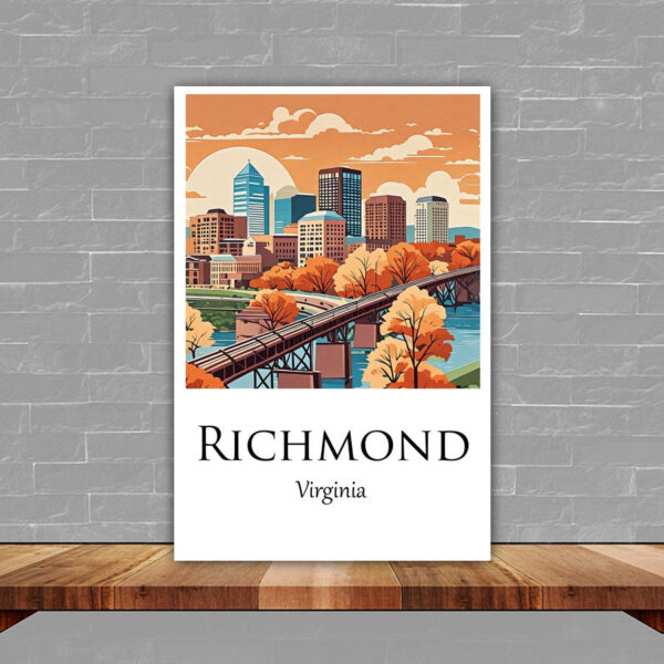 Richmond Travel art print, Richmond Canvas Print,  Richmond wall art, Richmond wall art, Richmond Virginia, Richmond  poster