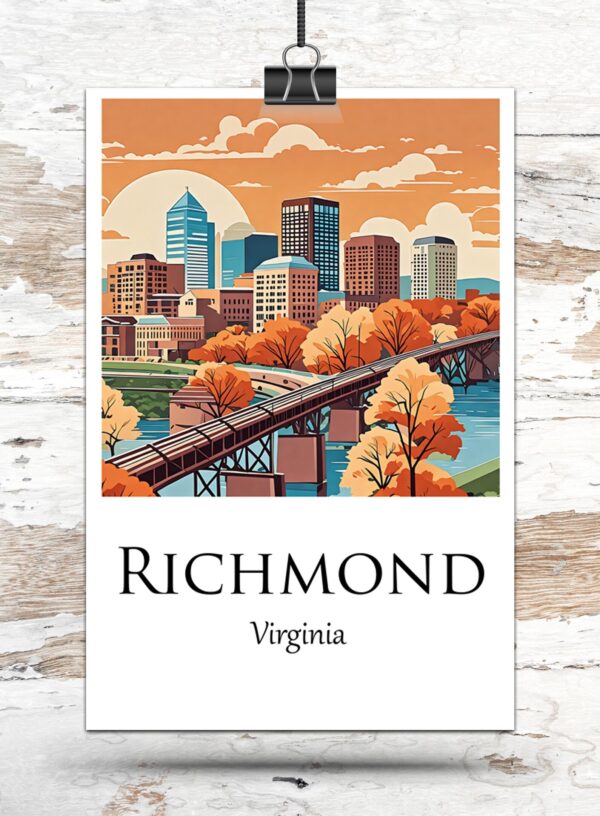 Richmond Travel art print, Richmond Canvas Print,  Richmond wall art, Richmond wall art, Richmond Virginia, Richmond  poster - Image 3