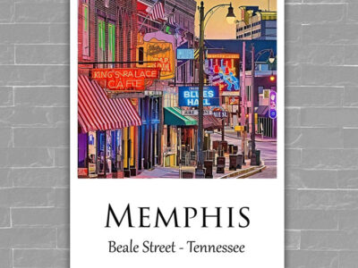 Beale Street Memphis Canvas Beale Street Memphis canvas, Beale Street Memphis wall art, Beale Street Memphis travel art print,