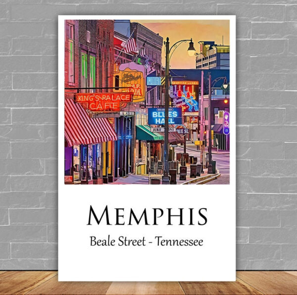 Beale Street Memphis Canvas Beale Street Memphis canvas, Beale Street Memphis wall art, Beale Street Memphis travel art print,