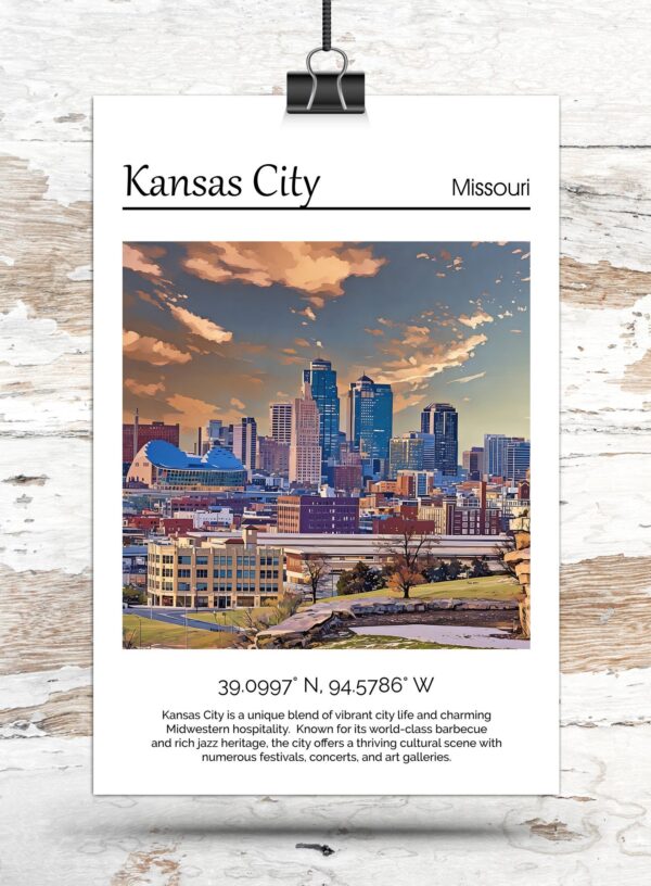 Kansas City Canvas,  Kansas City  Print, Kansas City  wall art, Kansas City travel art print, Kansas City , Kansas City  travel poster - Image 3