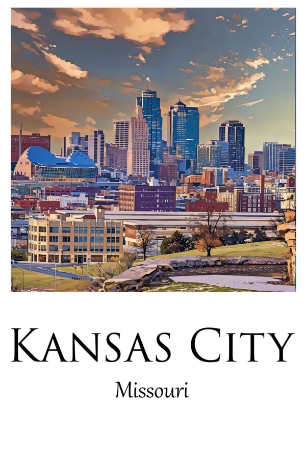 Kansas City Canvas,  Kansas City  Print, Kansas City  wall art, Kansas City travel art print, Kansas City , Kansas City  travel poster - Image 3