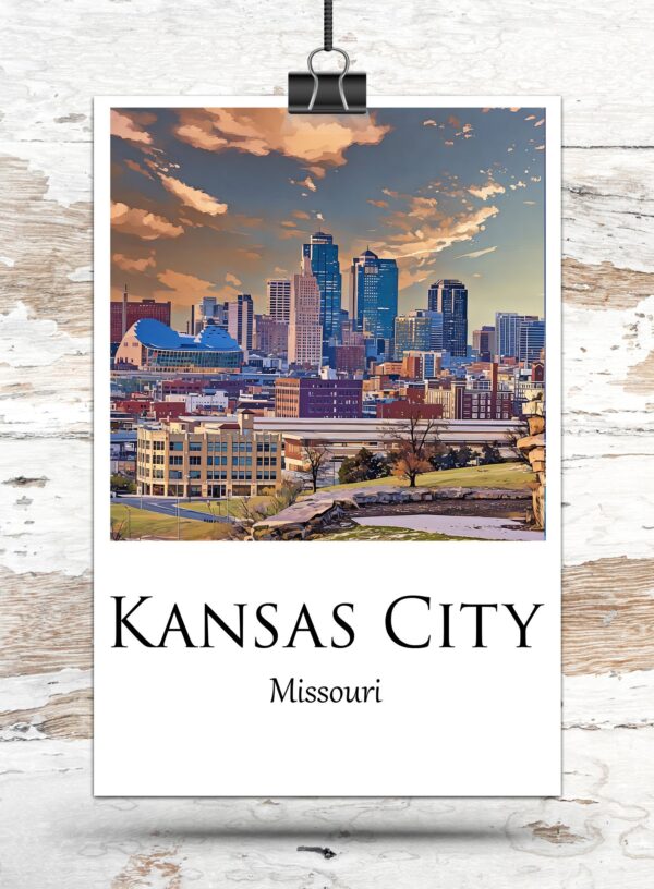 Kansas City Canvas,  Kansas City  Print, Kansas City  wall art, Kansas City travel art print, Kansas City , Kansas City  travel poster - Image 4