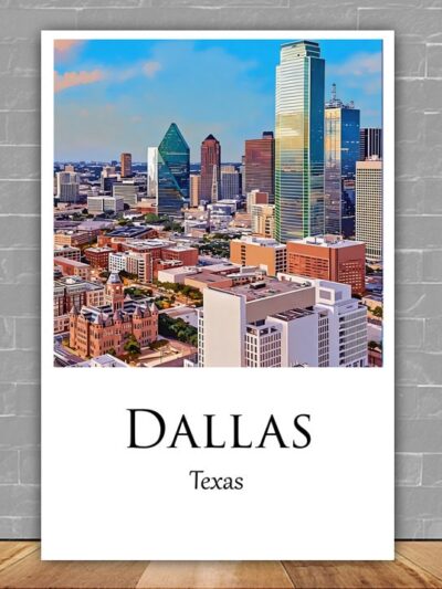 Dallas Texas Travel art Canvas,  Dallas Print, Dallas wall art, Dallas art print, Dallas Texas , Dallas travel art  poster