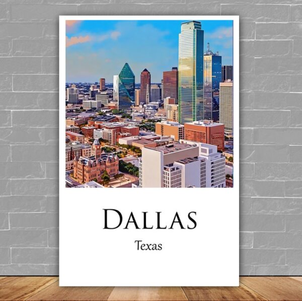 Dallas Texas Travel art Canvas,  Dallas Print, Dallas wall art, Dallas art print, Dallas Texas , Dallas travel art  poster