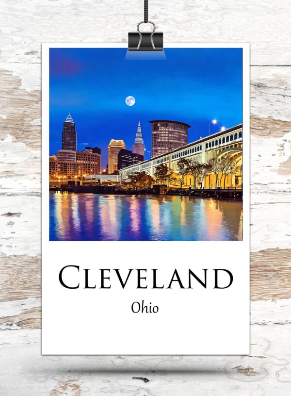 Cleveland Ohio Travel art Canvas,  Cleveland Print, Cleveland wall art, Cleveland art print, Cleveland Ohio , Cleveland travel art  poster - Image 3