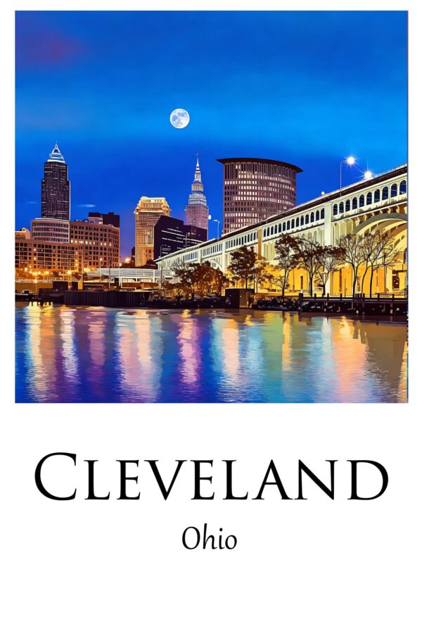 Cleveland Ohio Travel art Canvas,  Cleveland Print, Cleveland wall art, Cleveland art print, Cleveland Ohio , Cleveland travel art  poster - Image 4