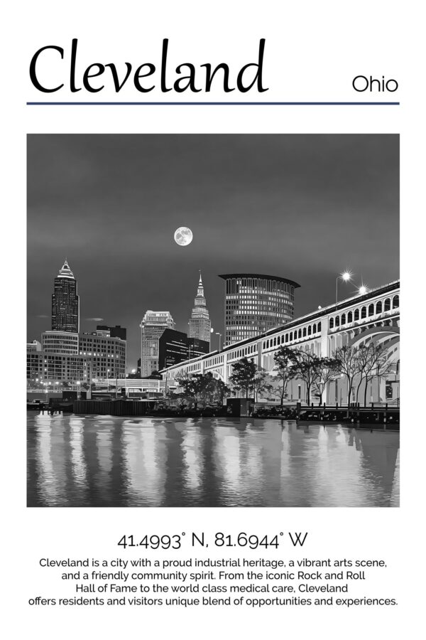 Cleveland Ohio Travel art Canvas,  Cleveland Print, Cleveland wall art, Cleveland art print, Cleveland Ohio , Cleveland travel art  poster - Image 5