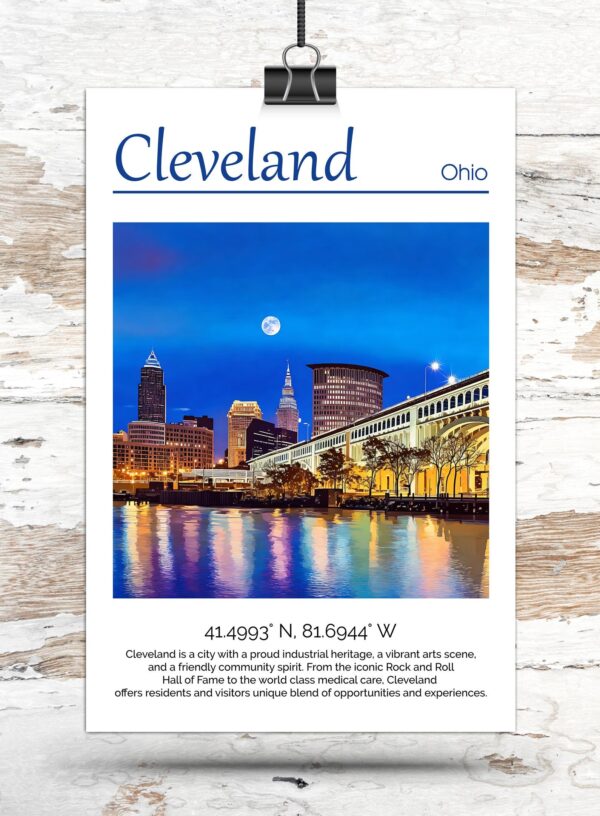 Cleveland Ohio Travel art Canvas,  Cleveland Print, Cleveland wall art, Cleveland art print, Cleveland Ohio , Cleveland travel art  poster - Image 3