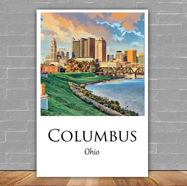 Columbus Ohio Travel art Canvas, Columbus  Print, Columbus  wall art, Columbus  art print, Columbus Ohio , Columbus travel art  poster