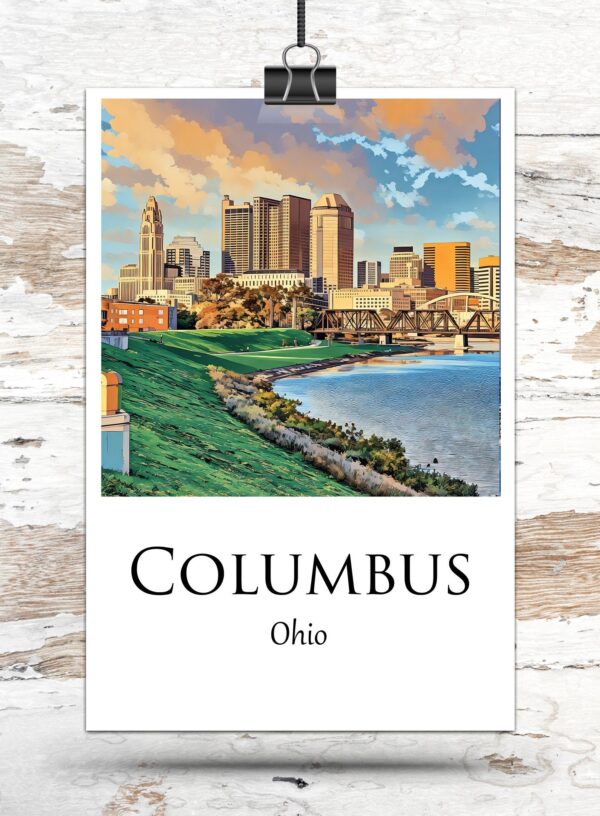 Columbus Ohio Travel art Canvas, Columbus  Print, Columbus  wall art, Columbus  art print, Columbus Ohio , Columbus travel art  poster - Image 3