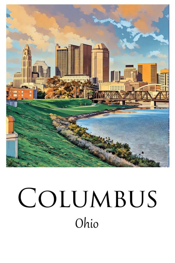 Columbus Ohio Travel art Canvas, Columbus  Print, Columbus  wall art, Columbus  art print, Columbus Ohio , Columbus travel art  poster - Image 4