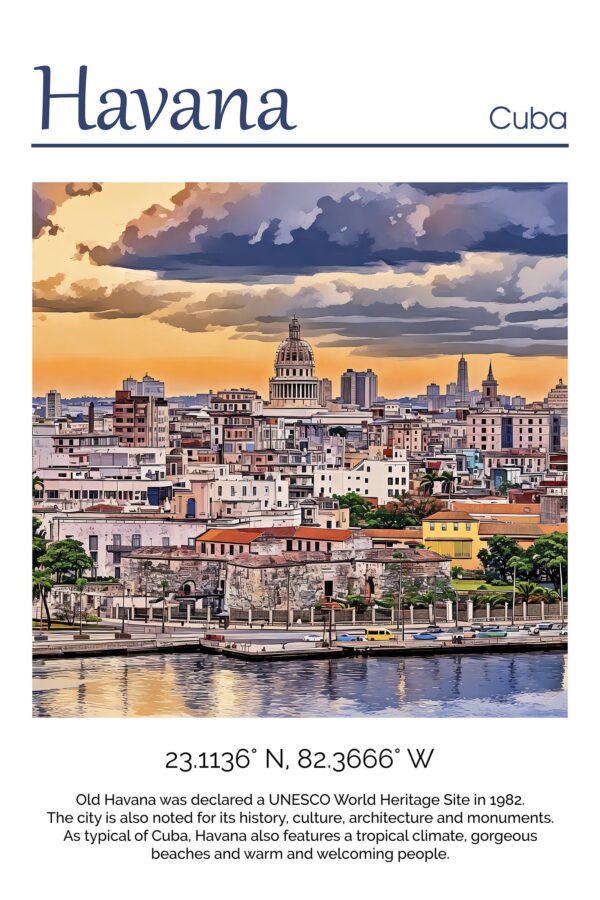 Havana Canvas, Havana  Print,  Havana wall art, Havana travel art print, Havana Cuba, Havana  poster - Image 4