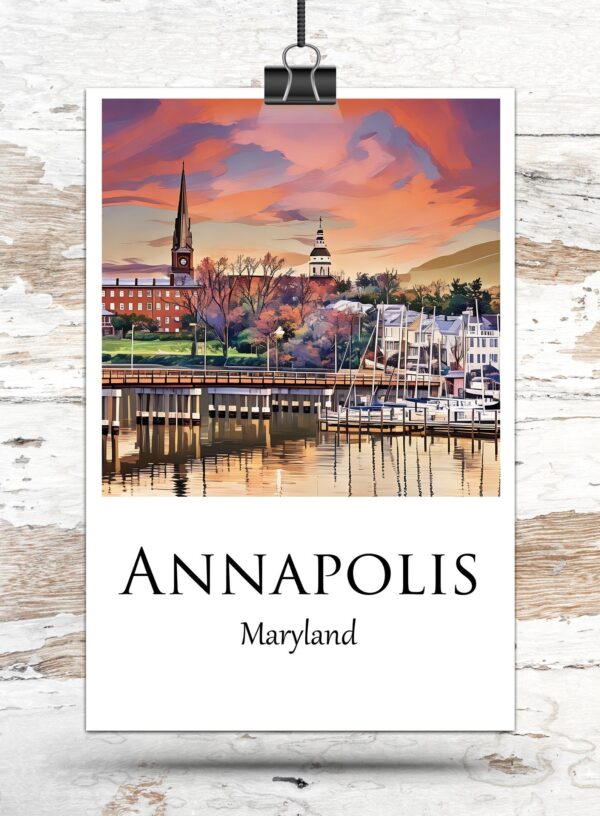 Annapolis Maryland travel art canvas, Annapolis MD Wall Art, Annapolis Print, Annapolis Canvas wall art,  Annapolis Watercolor wall - Image 3
