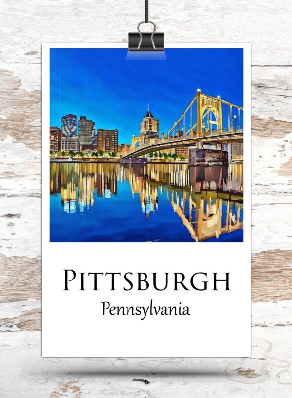 Pittsburgh travel art canvas print, Pittsburgh  wall art, Pittsburgh  canvas art,   Pittsburgh  watercolor canvas wall art, Pittsburgh print - Image 3