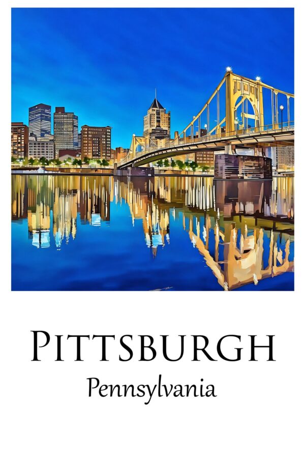 Pittsburgh travel art canvas print, Pittsburgh  wall art, Pittsburgh  canvas art,   Pittsburgh  watercolor canvas wall art, Pittsburgh print - Image 4