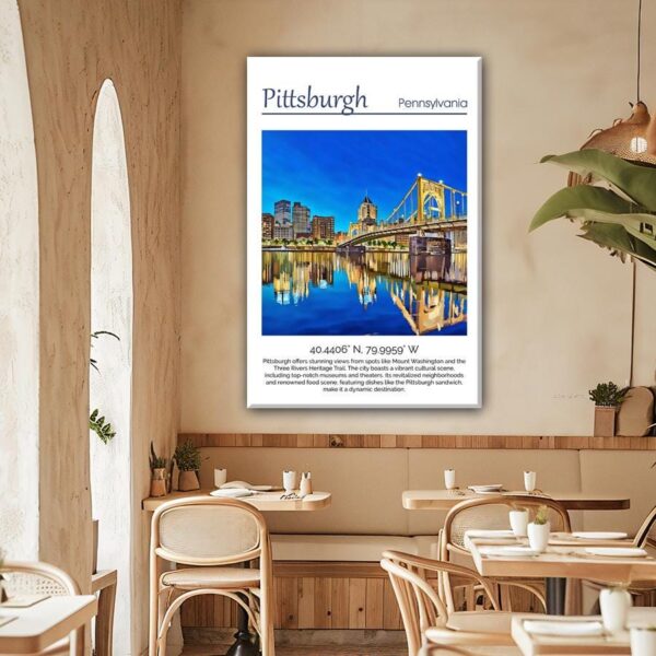 Pittsburgh travel art canvas print, Pittsburgh  wall art, Pittsburgh  canvas art,   Pittsburgh  watercolor canvas wall art, Pittsburgh print - Image 2