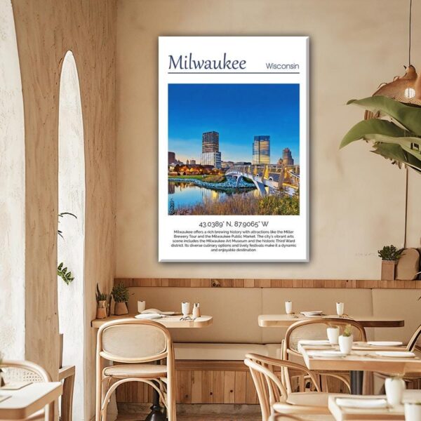 Milwaukee travel art canvas print, Milwaukee wall art, Milwaukee canvas art,  Milwaukee watercolor canvas wall art,  Milwaukee print - Image 2