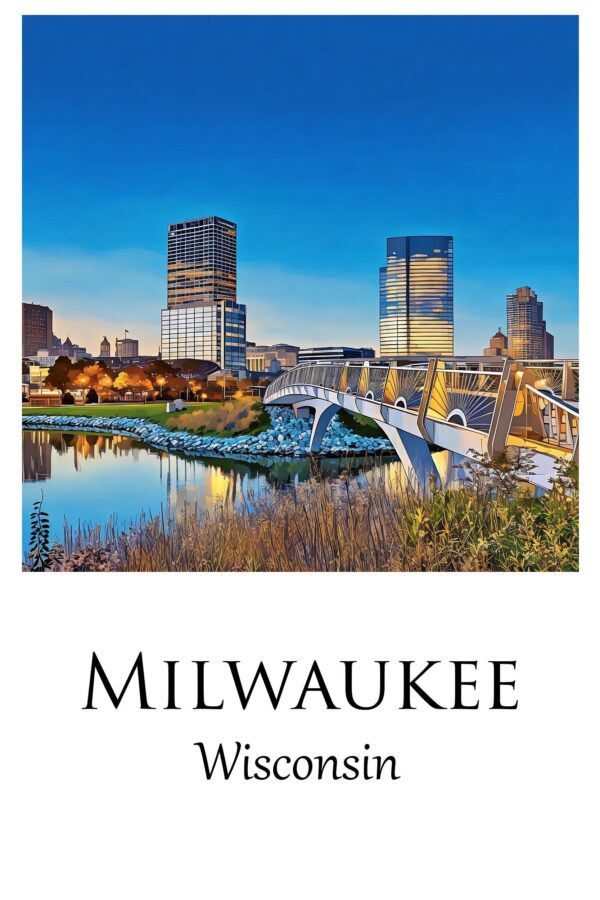 Milwaukee travel art canvas print, Milwaukee wall art, Milwaukee canvas art,  Milwaukee watercolor canvas wall art,  Milwaukee print - Image 4