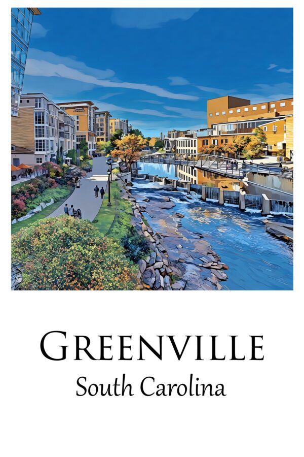 Greenville travel art canvas print, Greenville  wall art, Greenville  canvas art,  Greenville  watercolor canvas wall art, Greenville  print - Image 4