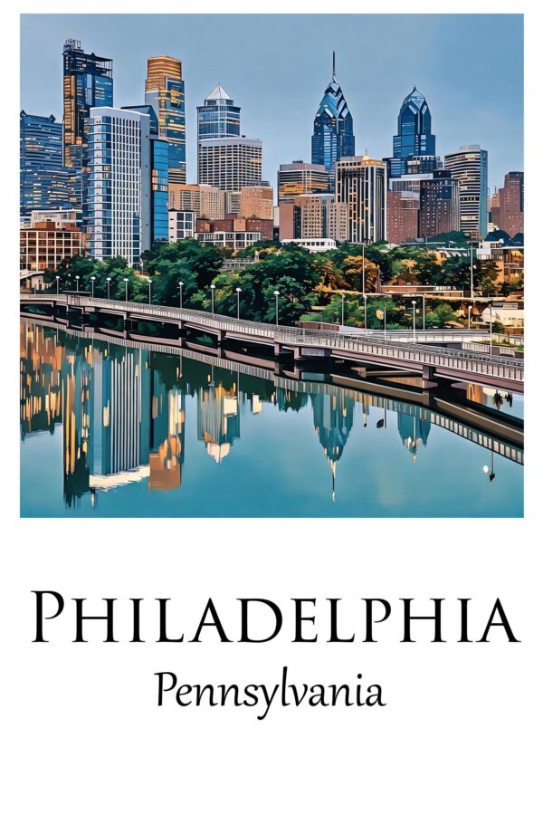 Philadelphia travel art canvas print, Philadelphia wall art Philadelphia canvas art, Philadelphia watercolor canvas wall art, - Image 4