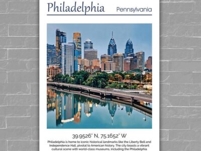 Philadelphia travel art canvas print, Philadelphia wall art Philadelphia canvas art, Philadelphia watercolor canvas wall art,