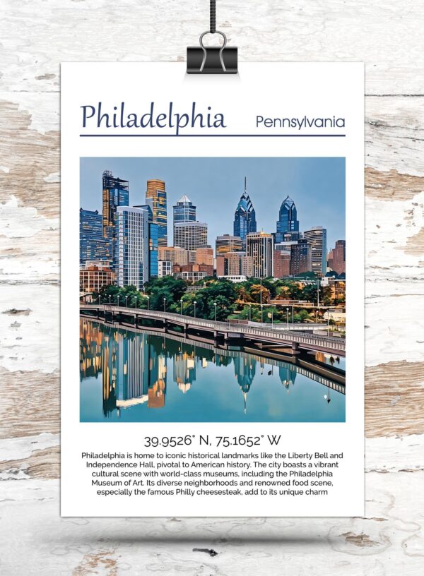 Philadelphia travel art canvas print, Philadelphia wall art Philadelphia canvas art, Philadelphia watercolor canvas wall art, - Image 3