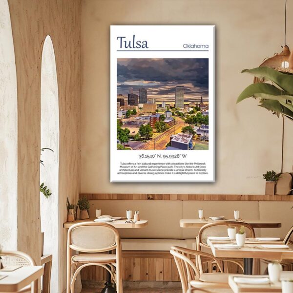 Tulsa travel art canvas print, Tulsa wall art, Tulsa canvas art,   Tulsa watercolor canvas wall art, Tulsa Arizona print - Image 2