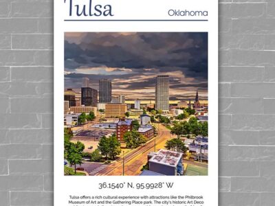 Tulsa travel art canvas print, Tulsa wall art, Tulsa canvas art,   Tulsa watercolor canvas wall art, Tulsa Arizona print