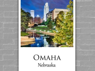 Omaha travel art canvas print, Omaha wall art, Omaha canvas art,   Omaha watercolor canvas wall art,  Omaha Nebraska print