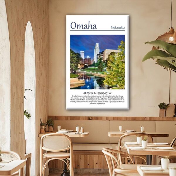Omaha travel art canvas print, Omaha wall art, Omaha canvas art,   Omaha watercolor canvas wall art,  Omaha Nebraska print - Image 2