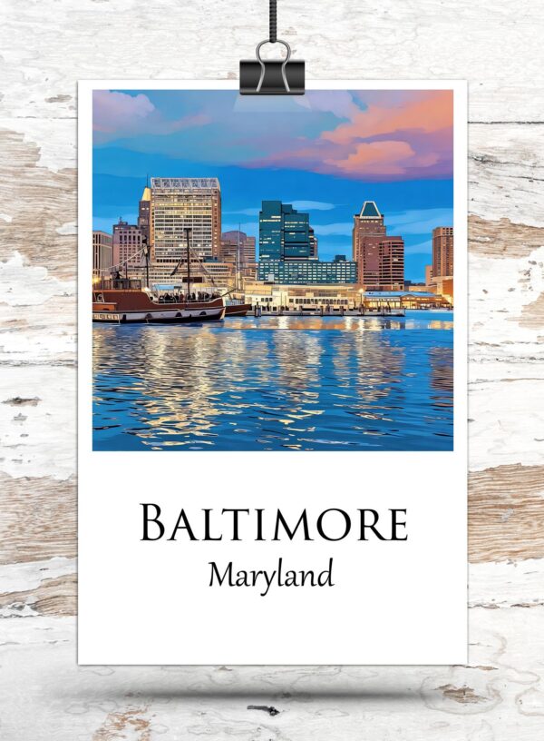 Baltimore travel art canvas print, Baltimore wall art, Baltimore canvas art,  Baltimore watercolor canvas wall art,  Baltimore print - Image 3