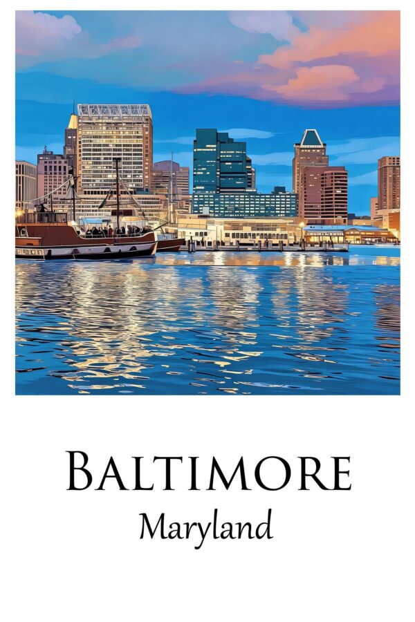 Baltimore travel art canvas print, Baltimore wall art, Baltimore canvas art,  Baltimore watercolor canvas wall art,  Baltimore print - Image 4