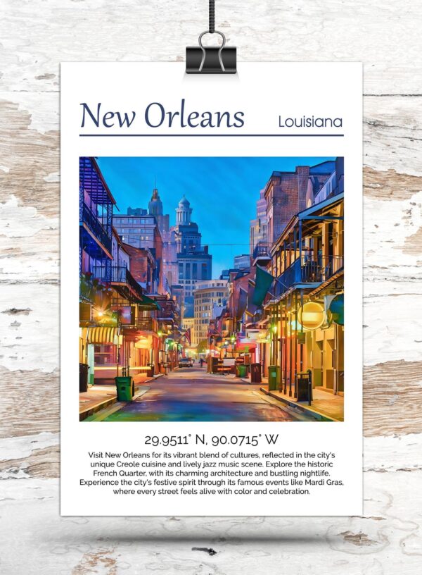 New Orleans travel art canvas print,  New Orleans wall art,  New Orleans canvas art,  New Orleans watercolor, New Orleans canvas wall art, - Image 3