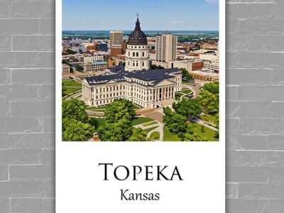 Topeka travel art canvas print, Topeka  wall art, Topeka canvas art,   Topeka  watercolor canvas wall art, Topeka Kansas print