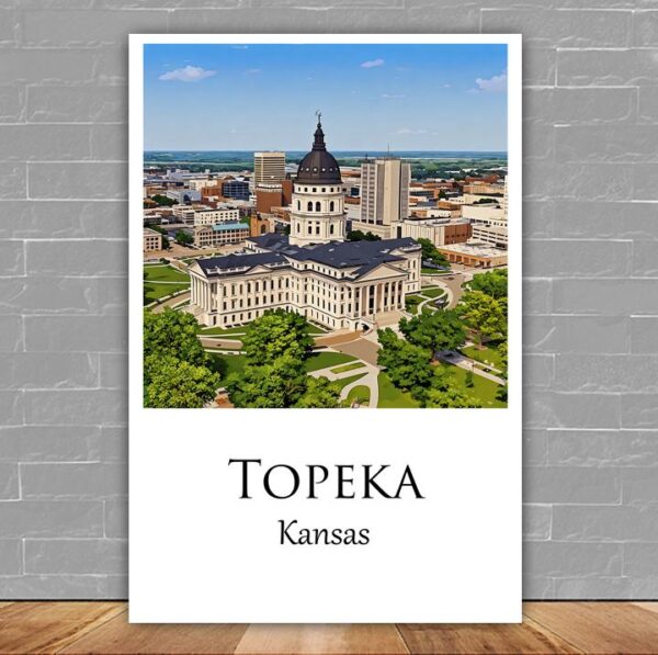 Topeka travel art canvas print, Topeka  wall art, Topeka canvas art,   Topeka  watercolor canvas wall art, Topeka Kansas print
