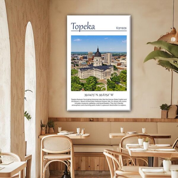 Topeka travel art canvas print, Topeka  wall art, Topeka canvas art,   Topeka  watercolor canvas wall art, Topeka Kansas print - Image 2