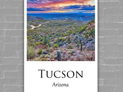 Tucson travel art canvas print, Tucson wall art, Tucson canvas art,   Tucson watercolor canvas wall art,  Tucson Arizona print
