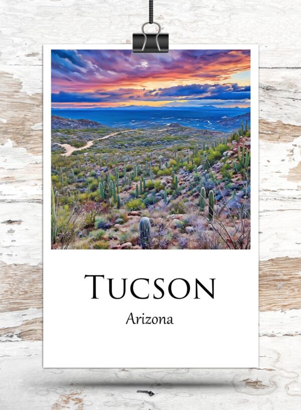 Tucson travel art canvas print, Tucson wall art, Tucson canvas art,   Tucson watercolor canvas wall art,  Tucson Arizona print - Image 3