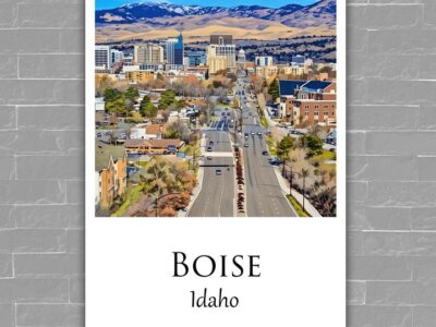 Boise travel art canvas print, Boise  wall art, Boise canvas art,   Boise watercolor canvas wall art, Boise Idaho print