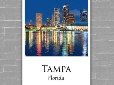Tampa travel art canvas print,  Tampa wall art, Tampa canvas art,   Tampa watercolor canvas wall art, Tampa Florida print