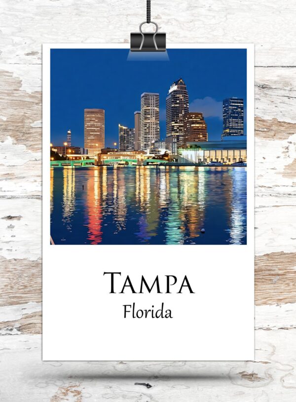 Tampa travel art canvas print,  Tampa wall art, Tampa canvas art,   Tampa watercolor canvas wall art, Tampa Florida print - Image 3