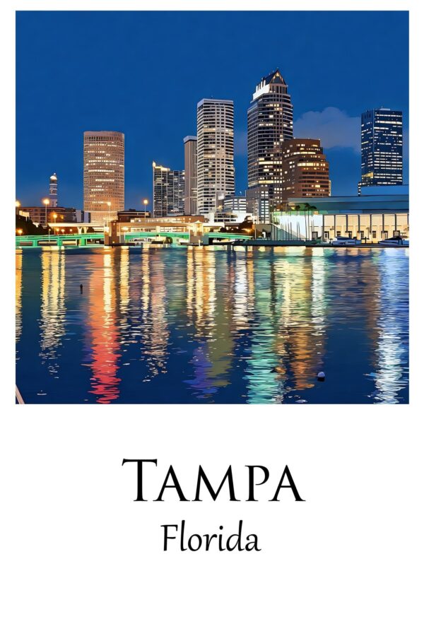 Tampa travel art canvas print,  Tampa wall art, Tampa canvas art,   Tampa watercolor canvas wall art, Tampa Florida print - Image 4